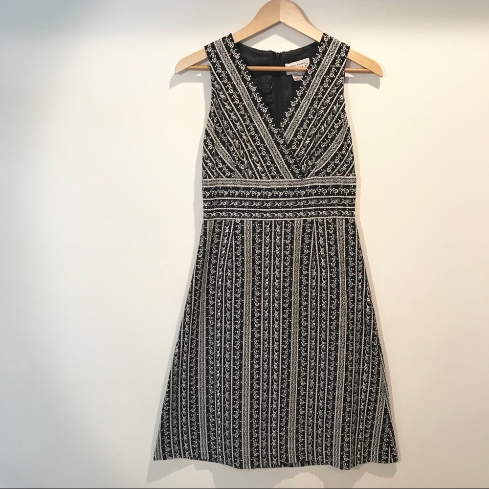 Adrianna Papell Navy and White sleeveless dress.